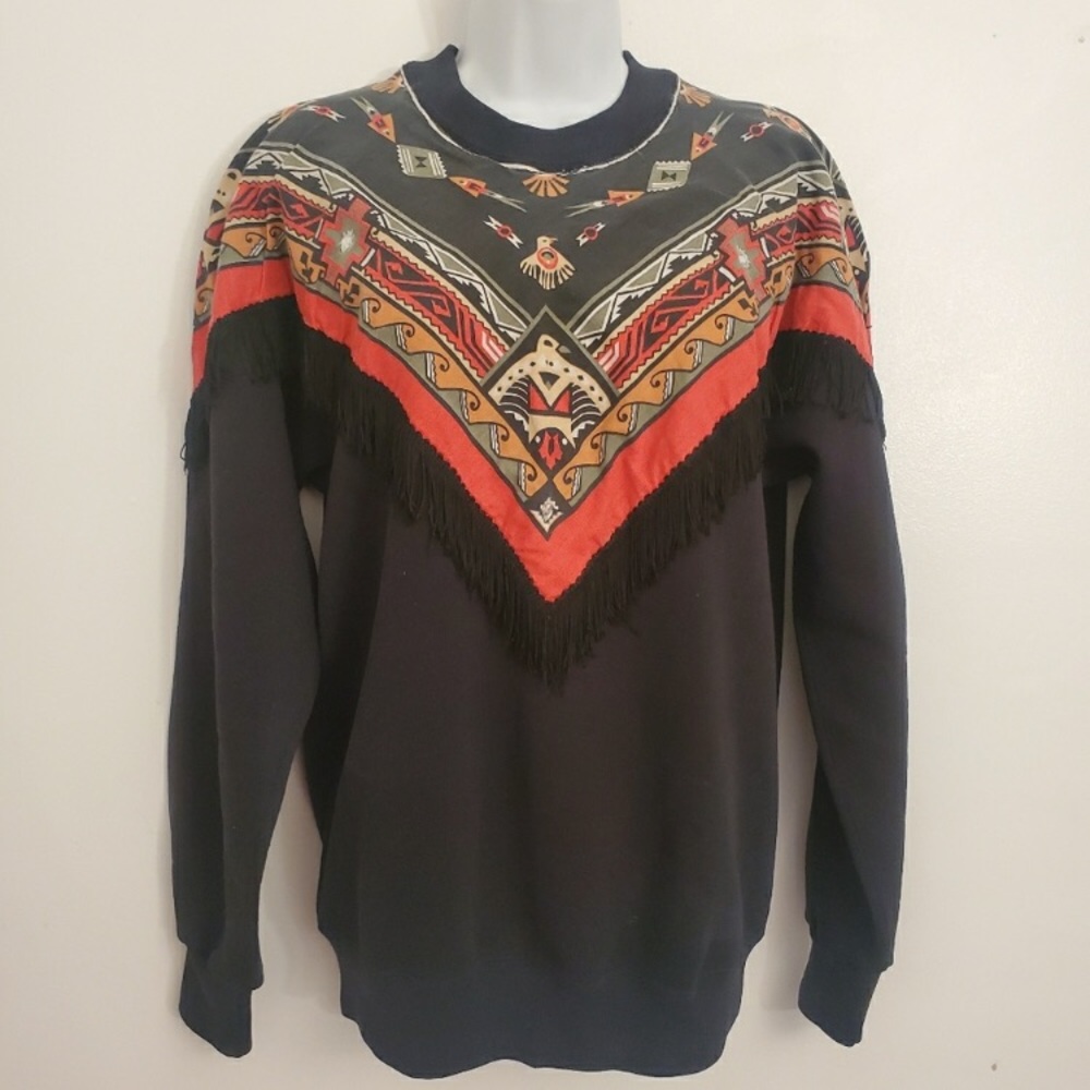 Vintage Aztec Fringe Southwestern Sweatshirt